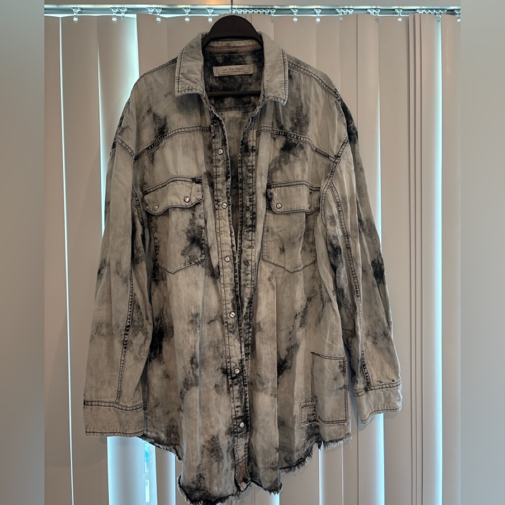 We The Free Distressed Black and Gray Jean Jacket